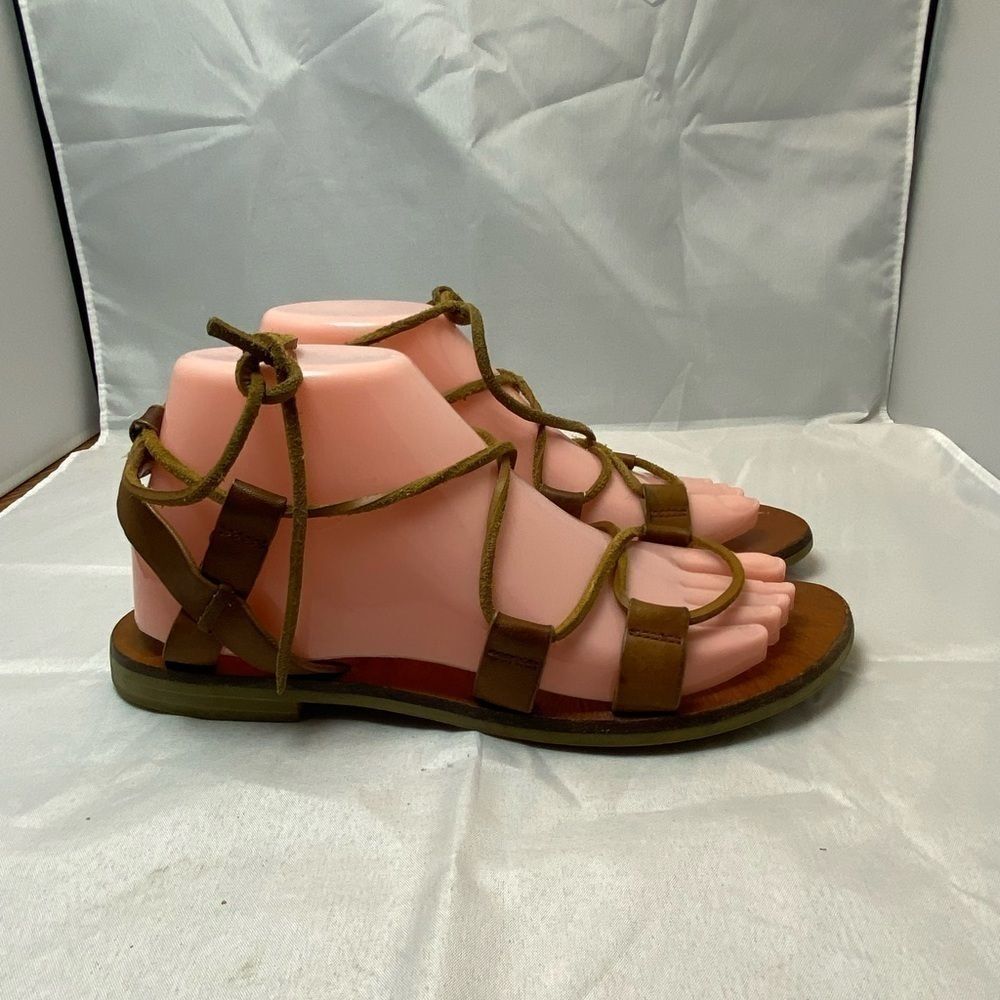 & Other Stories Brown Leather Lace Up Gladiator Sandals 38 - Picture 2 of 6